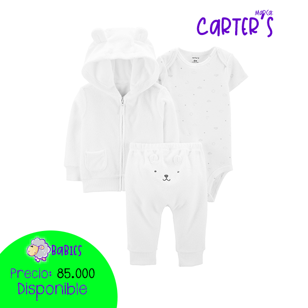 Set x 3 Piezas Chaqueta Oso orejitas
