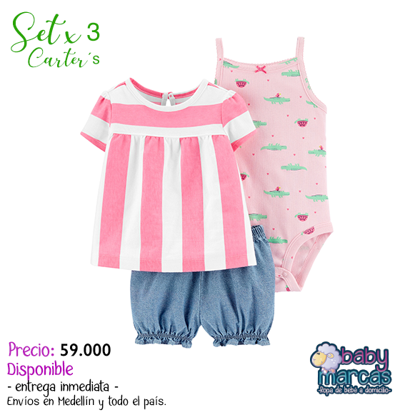 Set X 3 Piezas Short Rayas Carter's