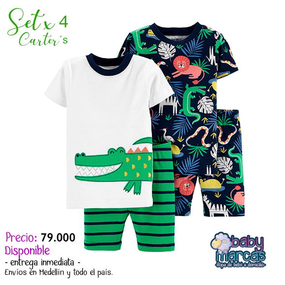 Set X 4 Piezas Pijama Cocodrilo Carter's