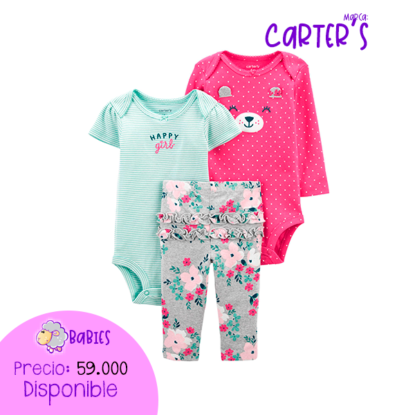 Set X 3 Piezas carita de oso