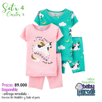 Set X 4 Piezas Pijamas Vaquitas
