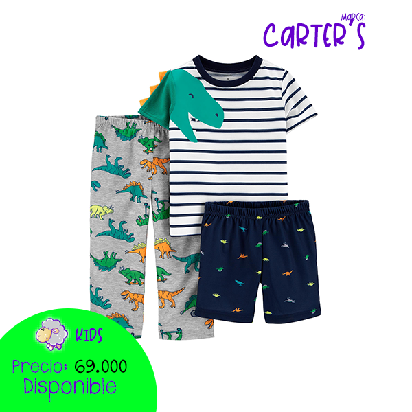Set X 3 Piezas Pijamas Dinosaurio