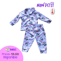 Pijama dos piezas térmica pandas rosa