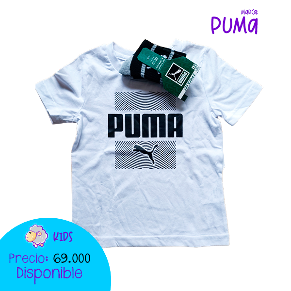Camiseta blanca Puma lineas + medias