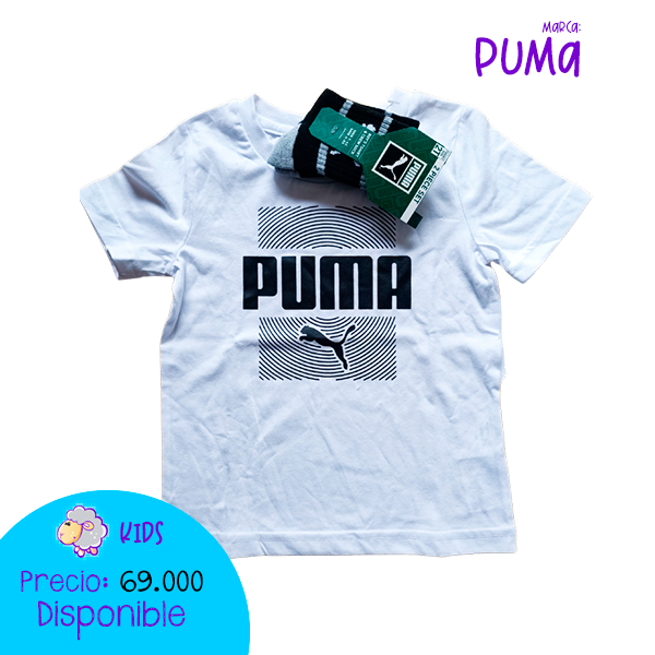 Camiseta blanca Puma lineas medias babymarcas